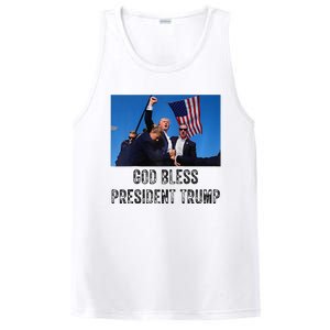 God Bless President Trump Donald Trump 2024 Raglan Baseball PosiCharge Competitor Tank