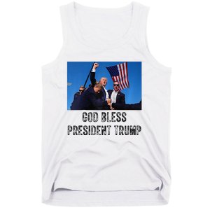 God Bless President Trump Donald Trump 2024 Raglan Baseball Tank Top