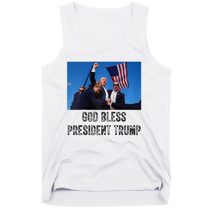 God Bless President Trump Donald Trump 2024 Raglan Baseball Tank Top