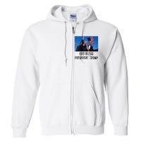 God Bless President Trump Donald Trump 2024 Raglan Baseball Full Zip Hoodie