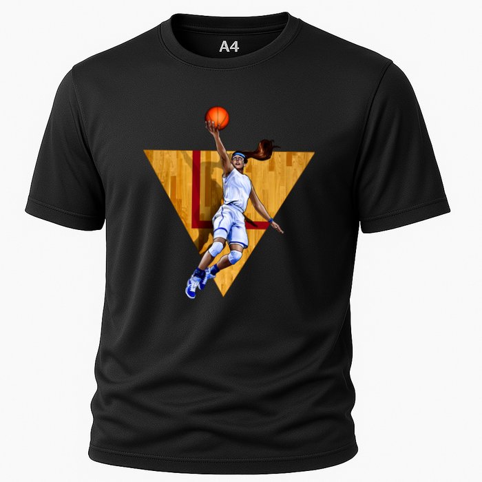 Girl Basketball Player Layup In Action Cooling Performance Crew T-Shirt