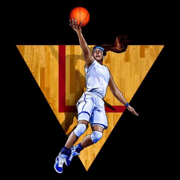 Girl Basketball Player Layup In Action Cooling Performance Crew T-Shirt
