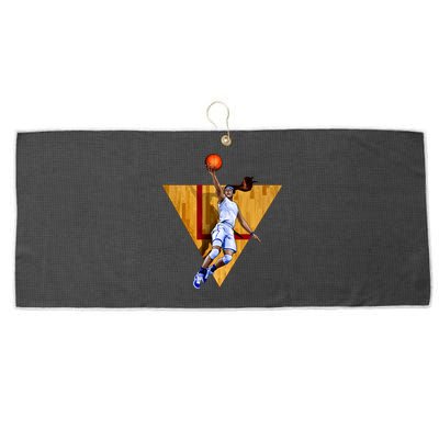 Girl Basketball Player Layup In Action Large Microfiber Waffle Golf Towel