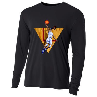 Girl Basketball Player Layup In Action Cooling Performance Long Sleeve Crew