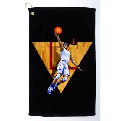 Girl Basketball Player Layup In Action Platinum Collection Golf Towel