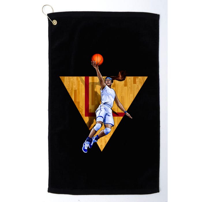Girl Basketball Player Layup In Action Golf Towel