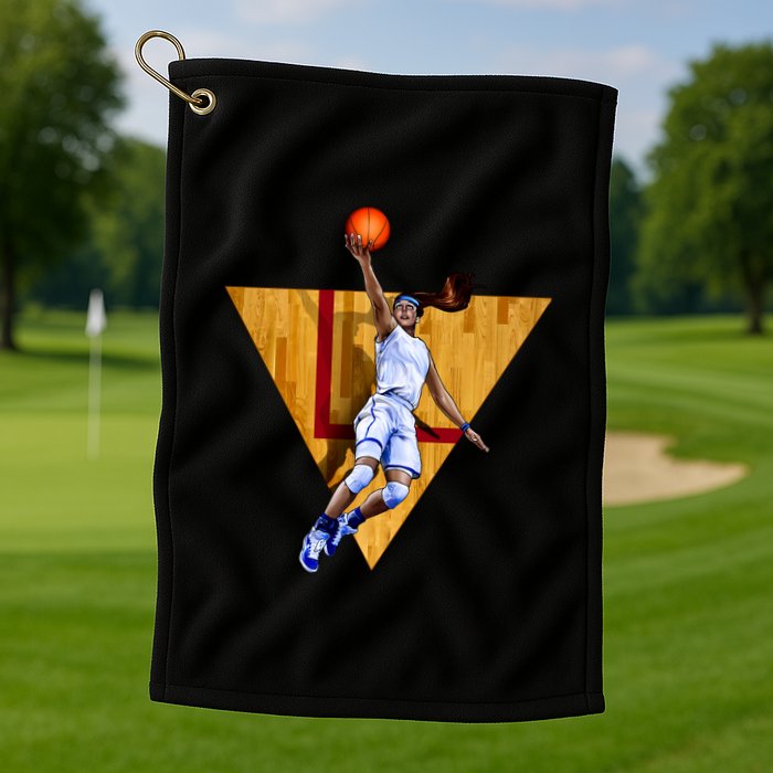 Girl Basketball Player Layup In Action Golf Towel
