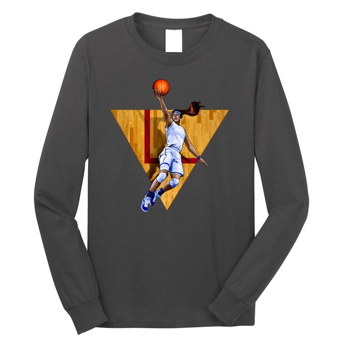 Girl Basketball Player Layup In Action Long Sleeve Shirt