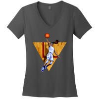 Girl Basketball Player Layup In Action Women's V-Neck T-Shirt