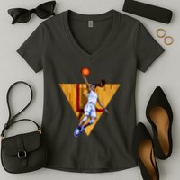 Girl Basketball Player Layup In Action Women's V-Neck T-Shirt