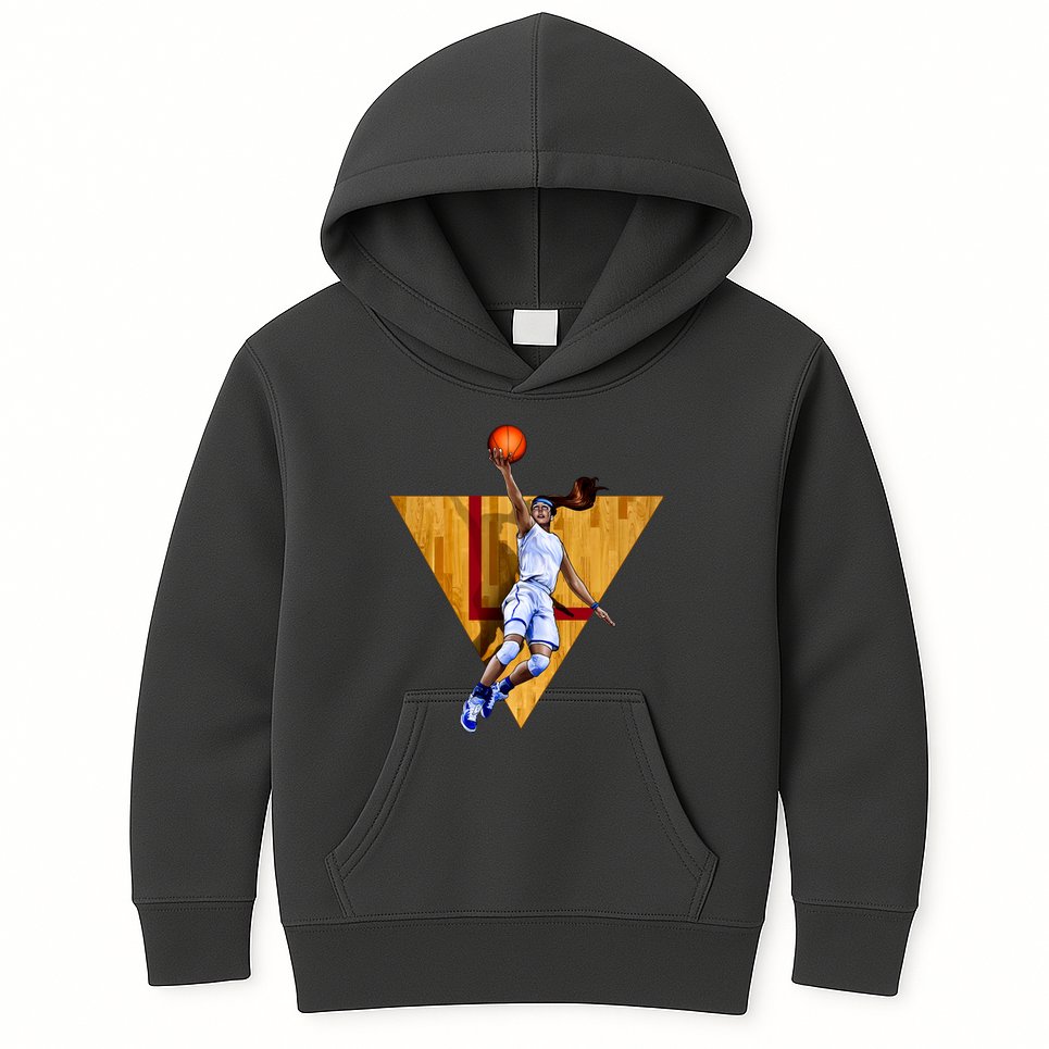 Girl Basketball Player Layup In Action Kids Hoodie