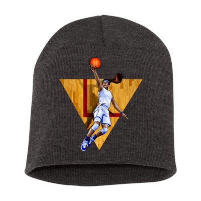Girl Basketball Player Layup In Action Short Acrylic Beanie