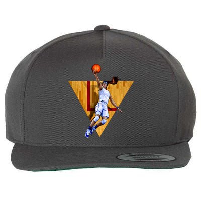 Girl Basketball Player Layup In Action Wool Snapback Cap