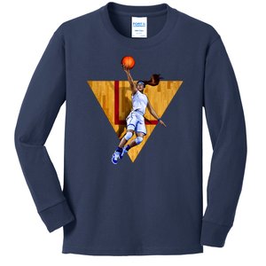 Girl Basketball Player Layup In Action Kids Long Sleeve Shirt