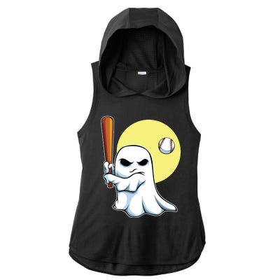 Ghost Baseball Player Lazy Halloween Costume Cute Sport Ladies PosiCharge Tri-Blend Wicking Draft Hoodie Tank