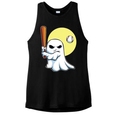 Ghost Baseball Player Lazy Halloween Costume Cute Sport Ladies PosiCharge Tri-Blend Wicking Tank