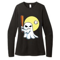 Ghost Baseball Player Lazy Halloween Costume Cute Sport Womens CVC Long Sleeve Shirt