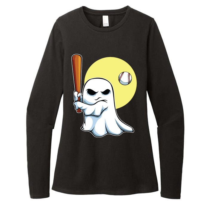 Ghost Baseball Player Lazy Halloween Costume Cute Sport Womens CVC Long Sleeve Shirt