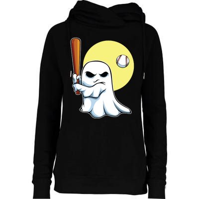 Ghost Baseball Player Lazy Halloween Costume Cute Sport Womens Funnel Neck Pullover Hood