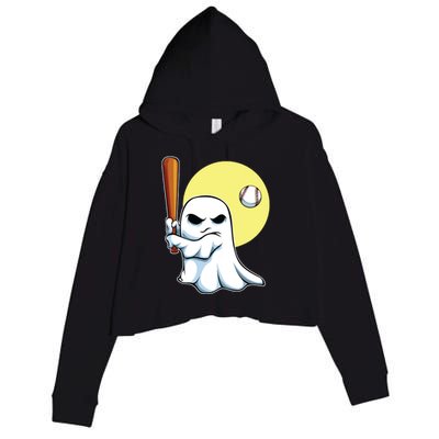 Ghost Baseball Player Lazy Halloween Costume Cute Sport Crop Fleece Hoodie