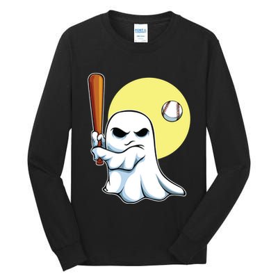 Ghost Baseball Player Lazy Halloween Costume Cute Sport Tall Long Sleeve T-Shirt