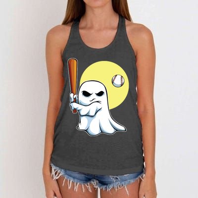 Ghost Baseball Player Lazy Halloween Costume Cute Sport Women's Knotted Racerback Tank