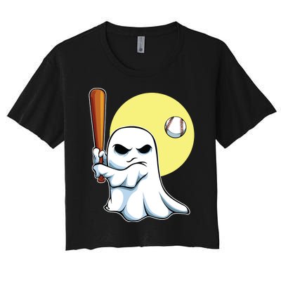 Ghost Baseball Player Lazy Halloween Costume Cute Sport Women's Crop Top Tee