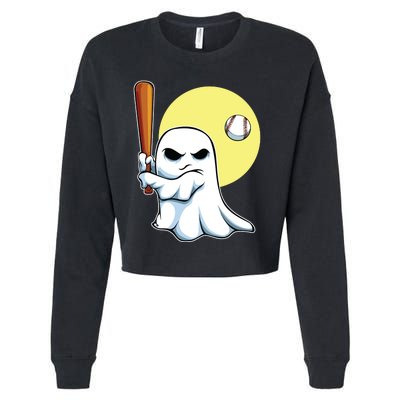 Ghost Baseball Player Lazy Halloween Costume Cute Sport Cropped Pullover Crew