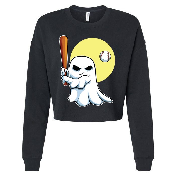 Ghost Baseball Player Lazy Halloween Costume Cute Sport Cropped Pullover Crew