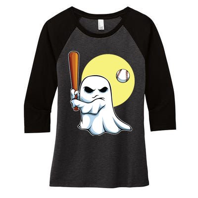 Ghost Baseball Player Lazy Halloween Costume Cute Sport Women's Tri-Blend 3/4-Sleeve Raglan Shirt