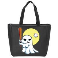 Ghost Baseball Player Lazy Halloween Costume Cute Sport Zip Tote Bag