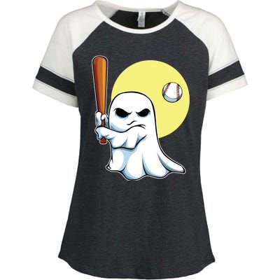 Ghost Baseball Player Lazy Halloween Costume Cute Sport Enza Ladies Jersey Colorblock Tee