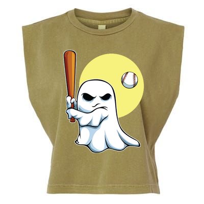 Ghost Baseball Player Lazy Halloween Costume Cute Sport Garment-Dyed Women's Muscle Tee