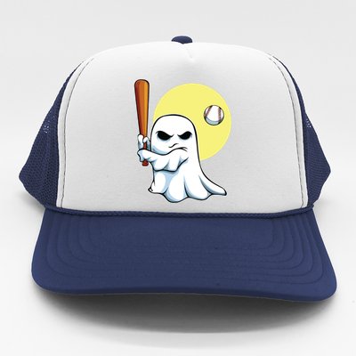 Ghost Baseball Player Lazy Halloween Costume Cute Sport Trucker Hat