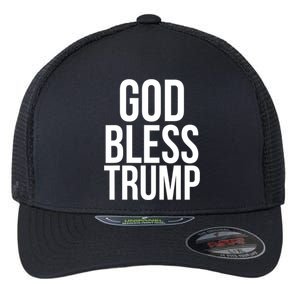 God Bless President Donald Trump Gift Flexfit Unipanel Trucker Cap