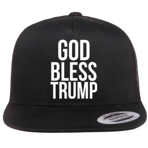 God Bless President Donald Trump Gift Flat Bill Trucker Hat