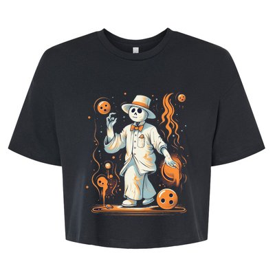 Ghost Bowling Player Halloween Costume Bowler Bella+Canvas Jersey Crop Tee