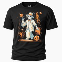 Ghost Bowling Player Halloween Costume Bowler Cooling Performance Crew T-Shirt