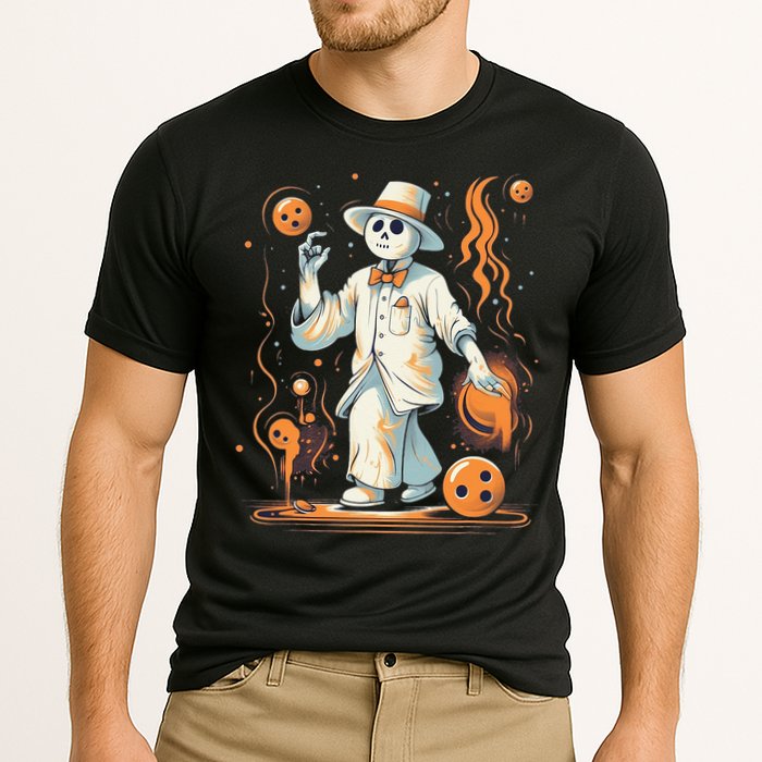 Ghost Bowling Player Halloween Costume Bowler Cooling Performance Crew T-Shirt