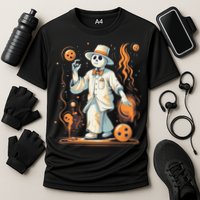 Ghost Bowling Player Halloween Costume Bowler Cooling Performance Crew T-Shirt