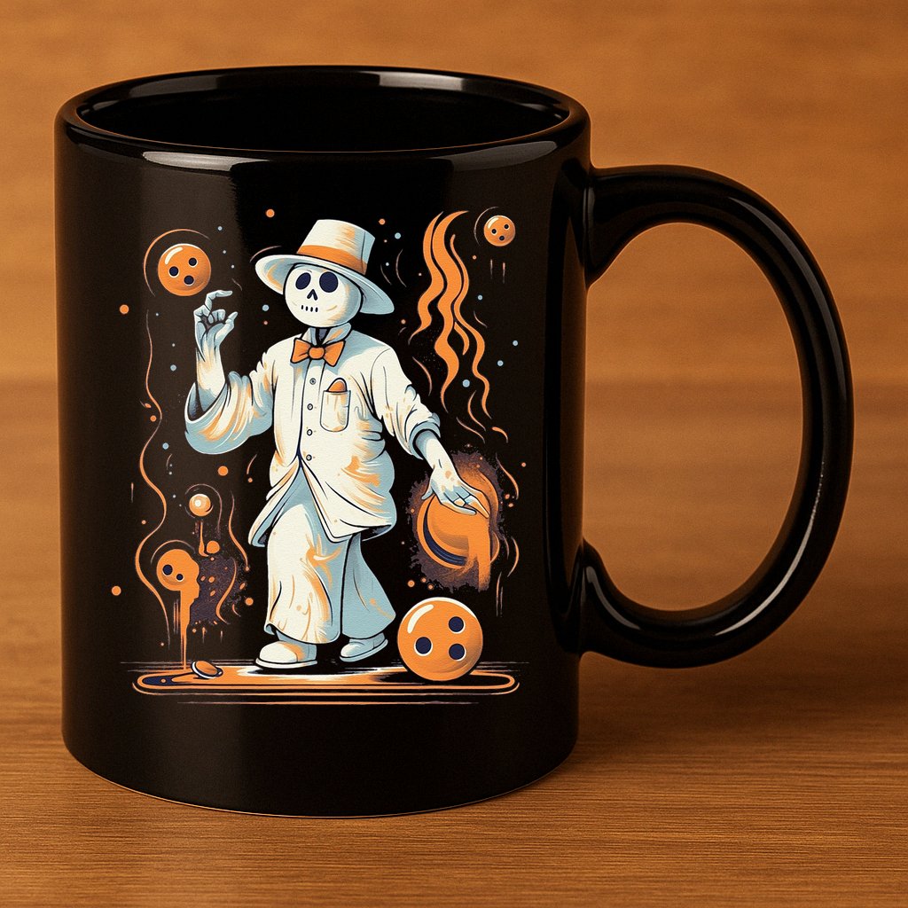 Ghost Bowling Player Halloween Costume Bowler 11oz C Handle Ceramic Mug