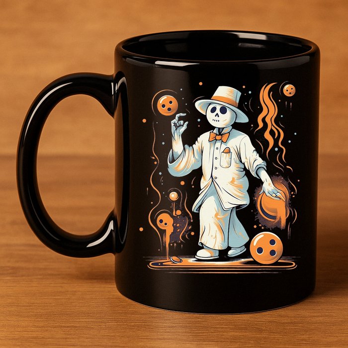 Ghost Bowling Player Halloween Costume Bowler 11oz C Handle Ceramic Mug