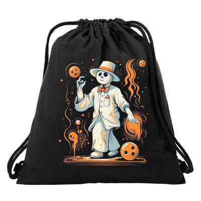 Ghost Bowling Player Halloween Costume Bowler Drawstring Bag