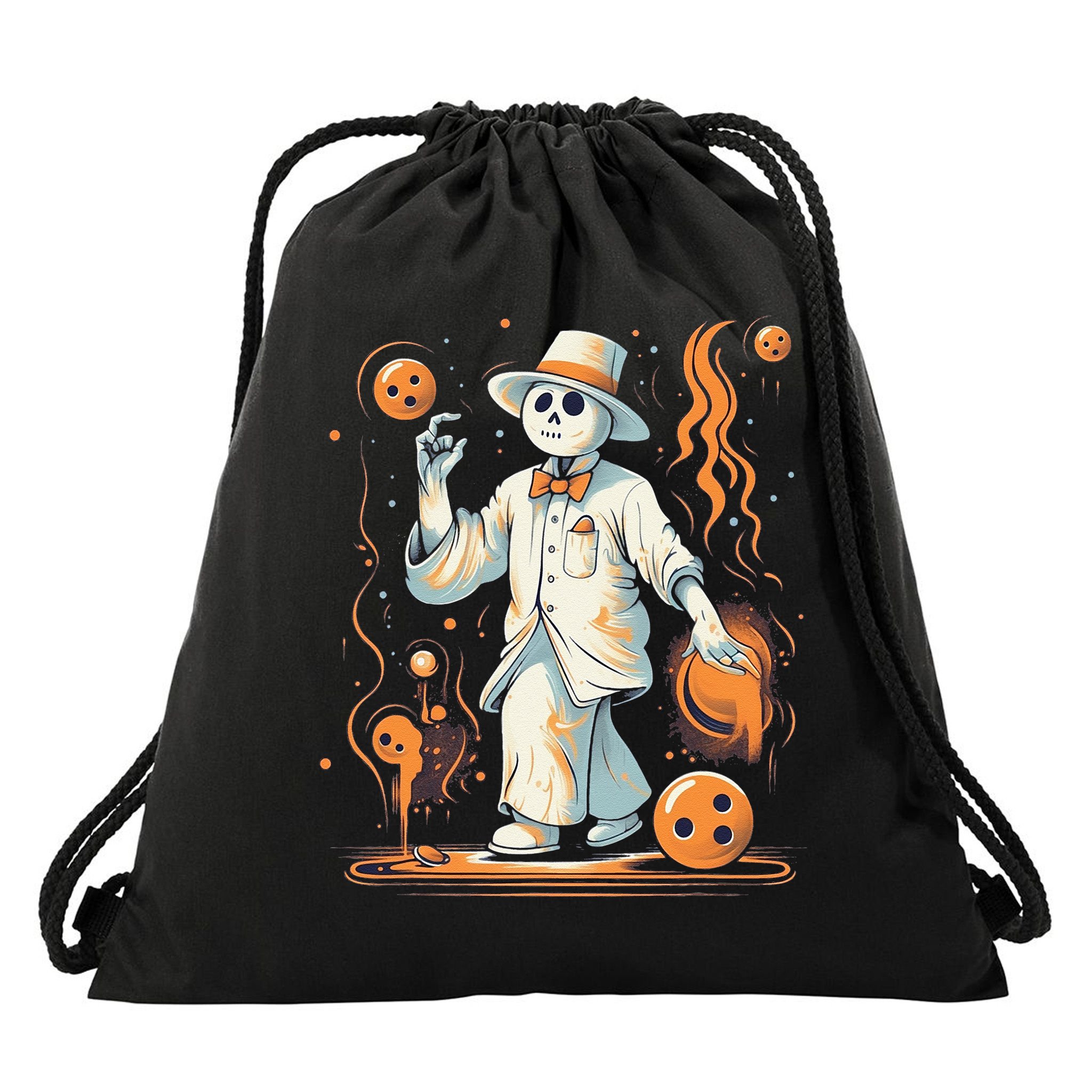 Ghost Bowling Player Halloween Costume Bowler Drawstring Bag