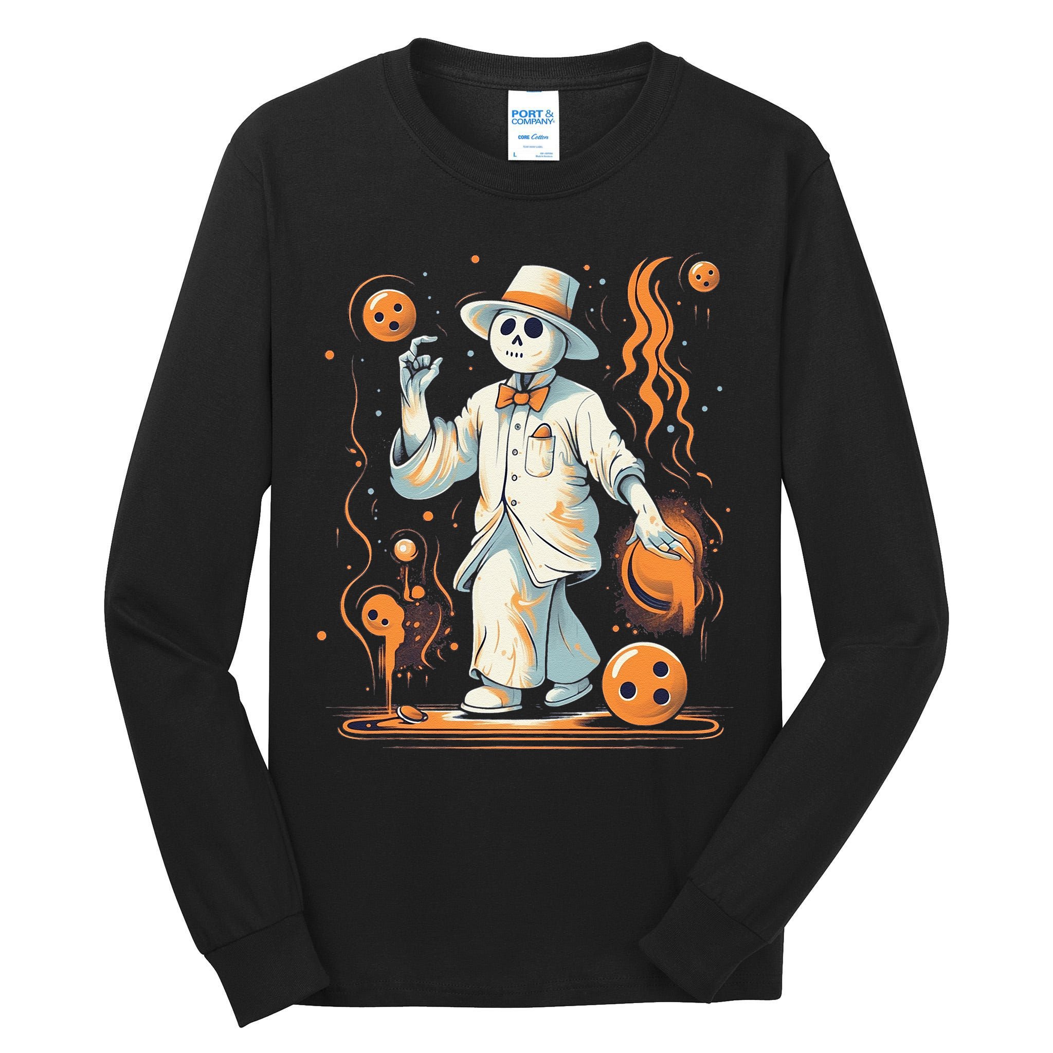 Ghost Bowling Player Halloween Costume Bowler Tall Long Sleeve T-Shirt