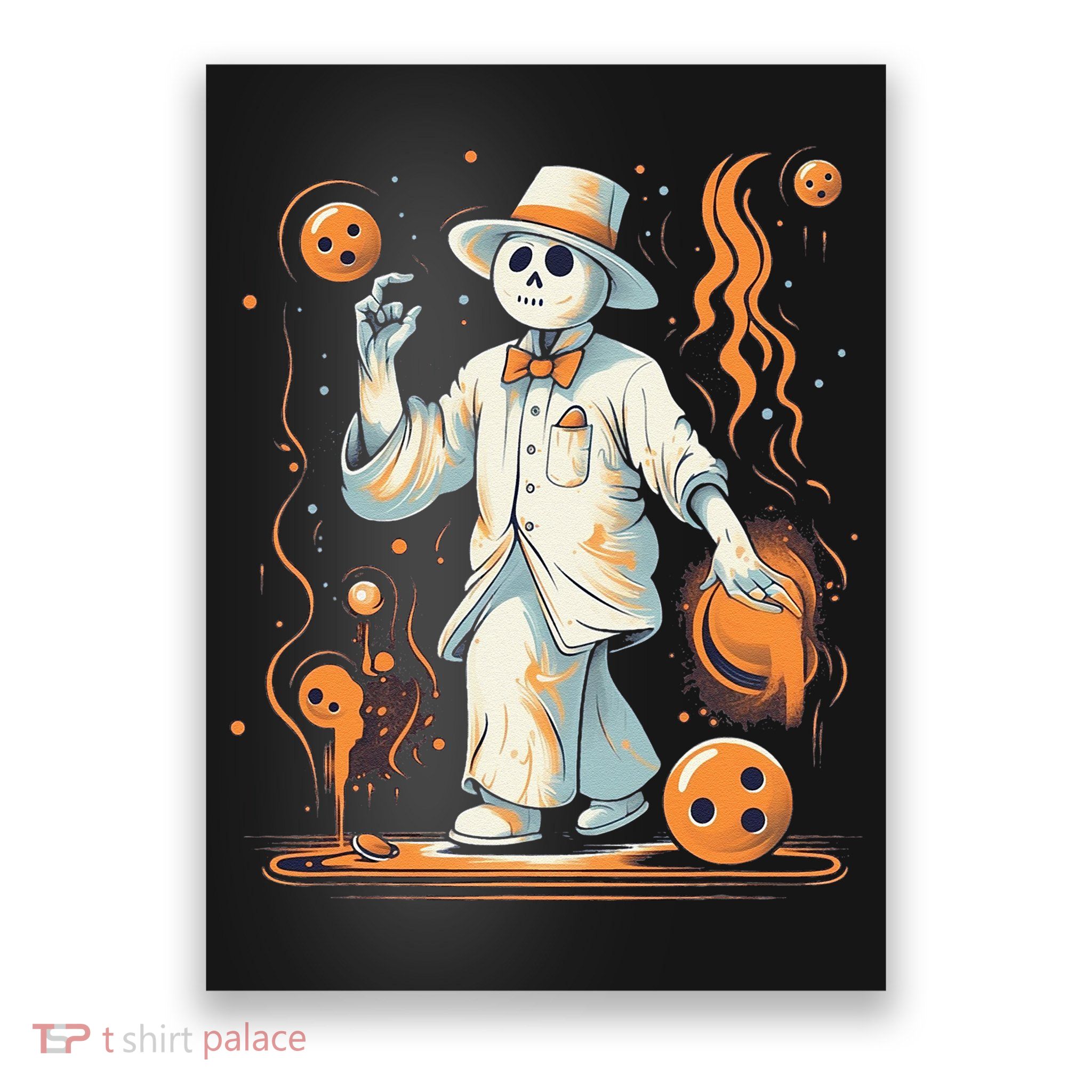 Ghost Bowling Player Halloween Costume Bowler Poster