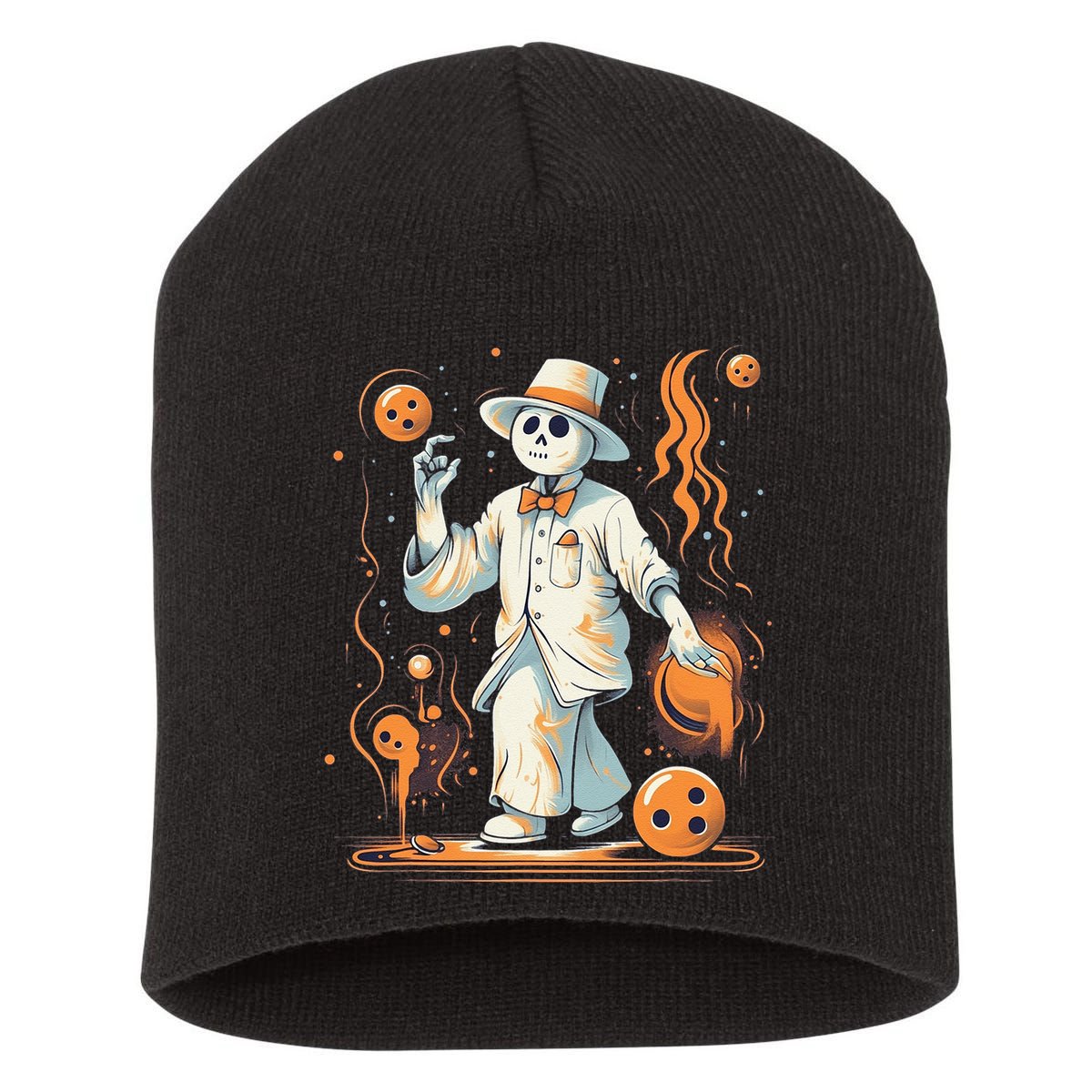 Ghost Bowling Player Halloween Costume Bowler Short Acrylic Beanie
