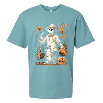 Ghost Bowling Player Halloween Costume Bowler Sueded Cloud Jersey T-Shirt