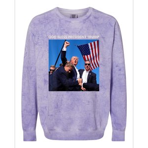 God Bless President Trump Shooting At Donald Trump Rally Gift Colorblast Crewneck Sweatshirt