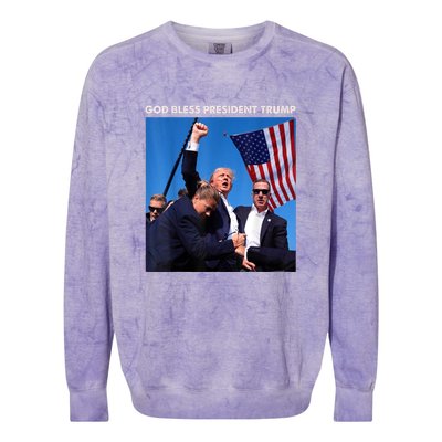 God Bless President Trump Shooting At Donald Trump Rally Gift Colorblast Crewneck Sweatshirt